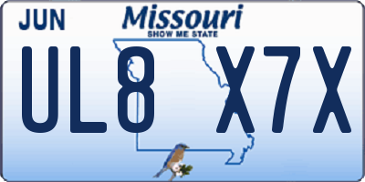 MO license plate UL8X7X