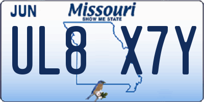 MO license plate UL8X7Y