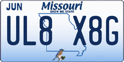 MO license plate UL8X8G