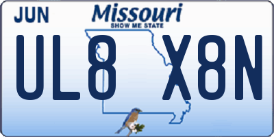 MO license plate UL8X8N