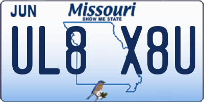 MO license plate UL8X8U