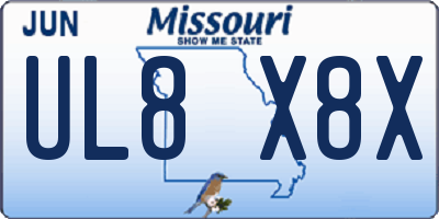 MO license plate UL8X8X