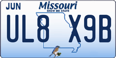 MO license plate UL8X9B