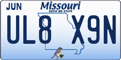 MO license plate UL8X9N