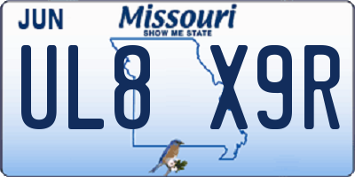 MO license plate UL8X9R