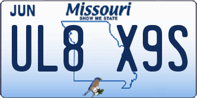 MO license plate UL8X9S