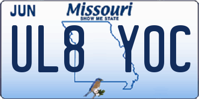 MO license plate UL8Y0C