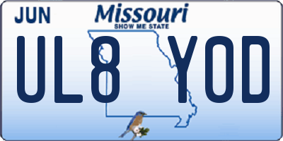 MO license plate UL8Y0D