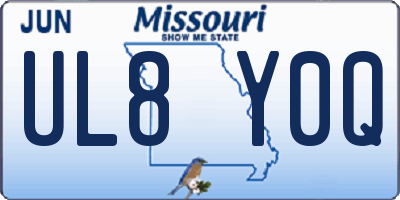 MO license plate UL8Y0Q