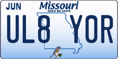 MO license plate UL8Y0R