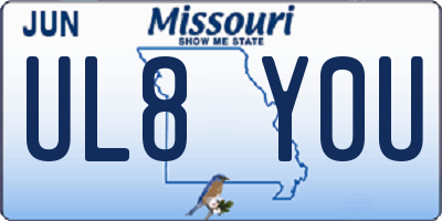 MO license plate UL8Y0U