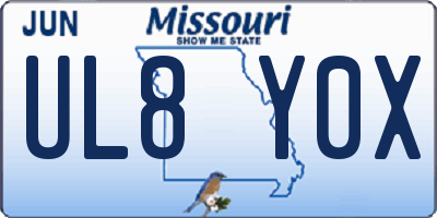MO license plate UL8Y0X