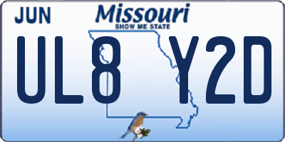 MO license plate UL8Y2D