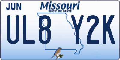 MO license plate UL8Y2K