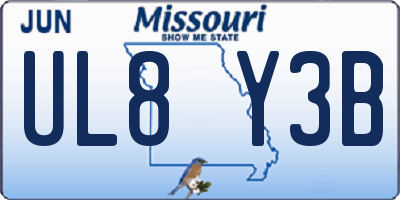 MO license plate UL8Y3B