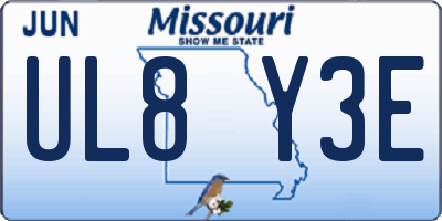 MO license plate UL8Y3E