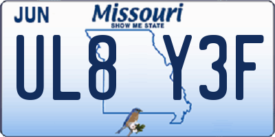 MO license plate UL8Y3F
