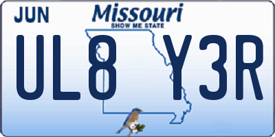 MO license plate UL8Y3R