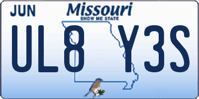 MO license plate UL8Y3S