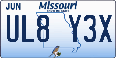 MO license plate UL8Y3X