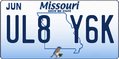 MO license plate UL8Y6K
