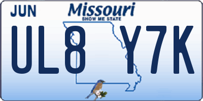 MO license plate UL8Y7K