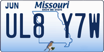 MO license plate UL8Y7W