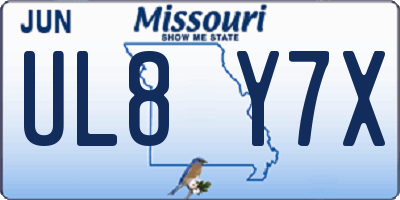 MO license plate UL8Y7X