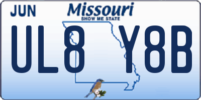 MO license plate UL8Y8B