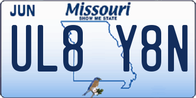 MO license plate UL8Y8N