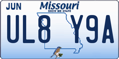 MO license plate UL8Y9A