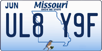 MO license plate UL8Y9F