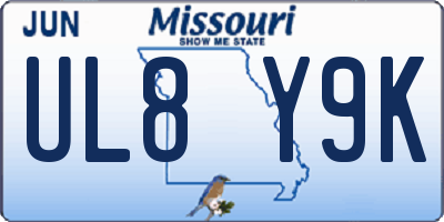 MO license plate UL8Y9K