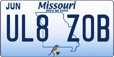 MO license plate UL8Z0B