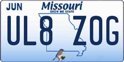MO license plate UL8Z0G