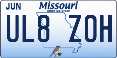 MO license plate UL8Z0H