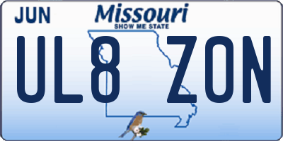MO license plate UL8Z0N