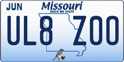 MO license plate UL8Z0O