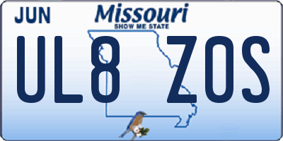 MO license plate UL8Z0S