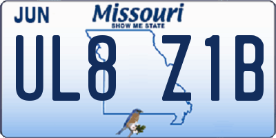 MO license plate UL8Z1B