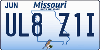 MO license plate UL8Z1I