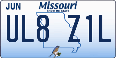 MO license plate UL8Z1L