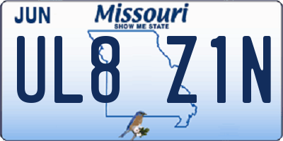 MO license plate UL8Z1N
