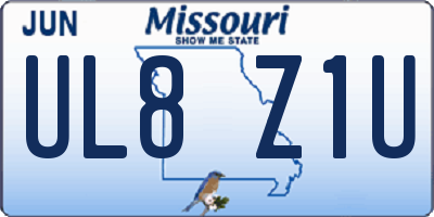 MO license plate UL8Z1U