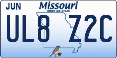 MO license plate UL8Z2C