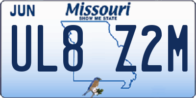 MO license plate UL8Z2M