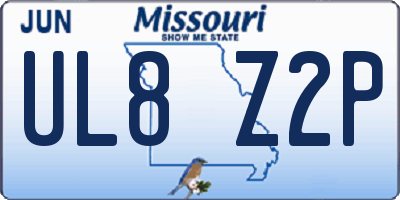 MO license plate UL8Z2P