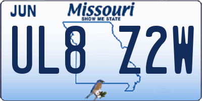 MO license plate UL8Z2W