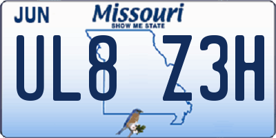 MO license plate UL8Z3H