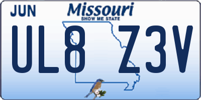 MO license plate UL8Z3V
